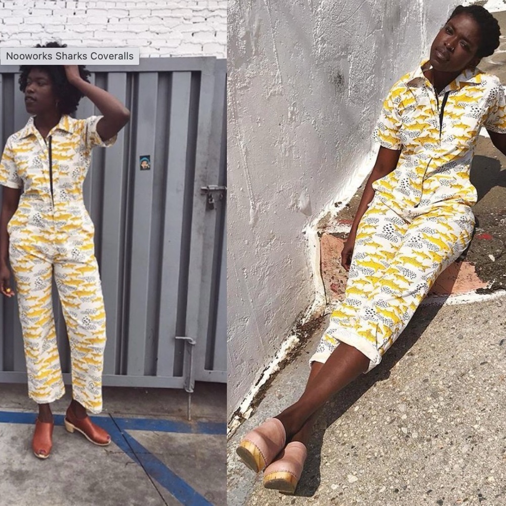 ISO Nooworks Yellow and White Geometric Jumpsuit!